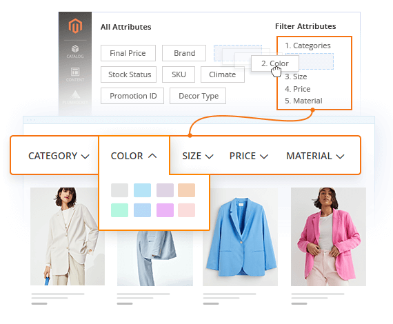 Visual Filter Sorting in Magento 2 Layered Navigation extnesion