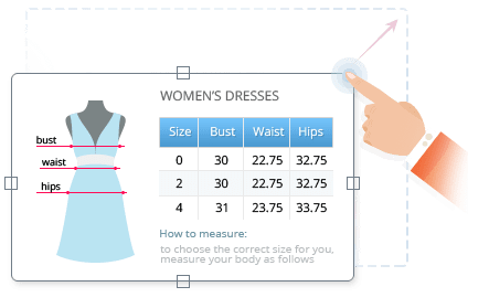 Choose Your Size Chart Layout